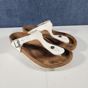 Birkenstock Gizeh Women's Sandals US 7.5 White Pearl Antique Lace Birko-Flor